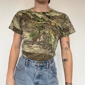 y2k Real Tree Girl Camo Baby Tee